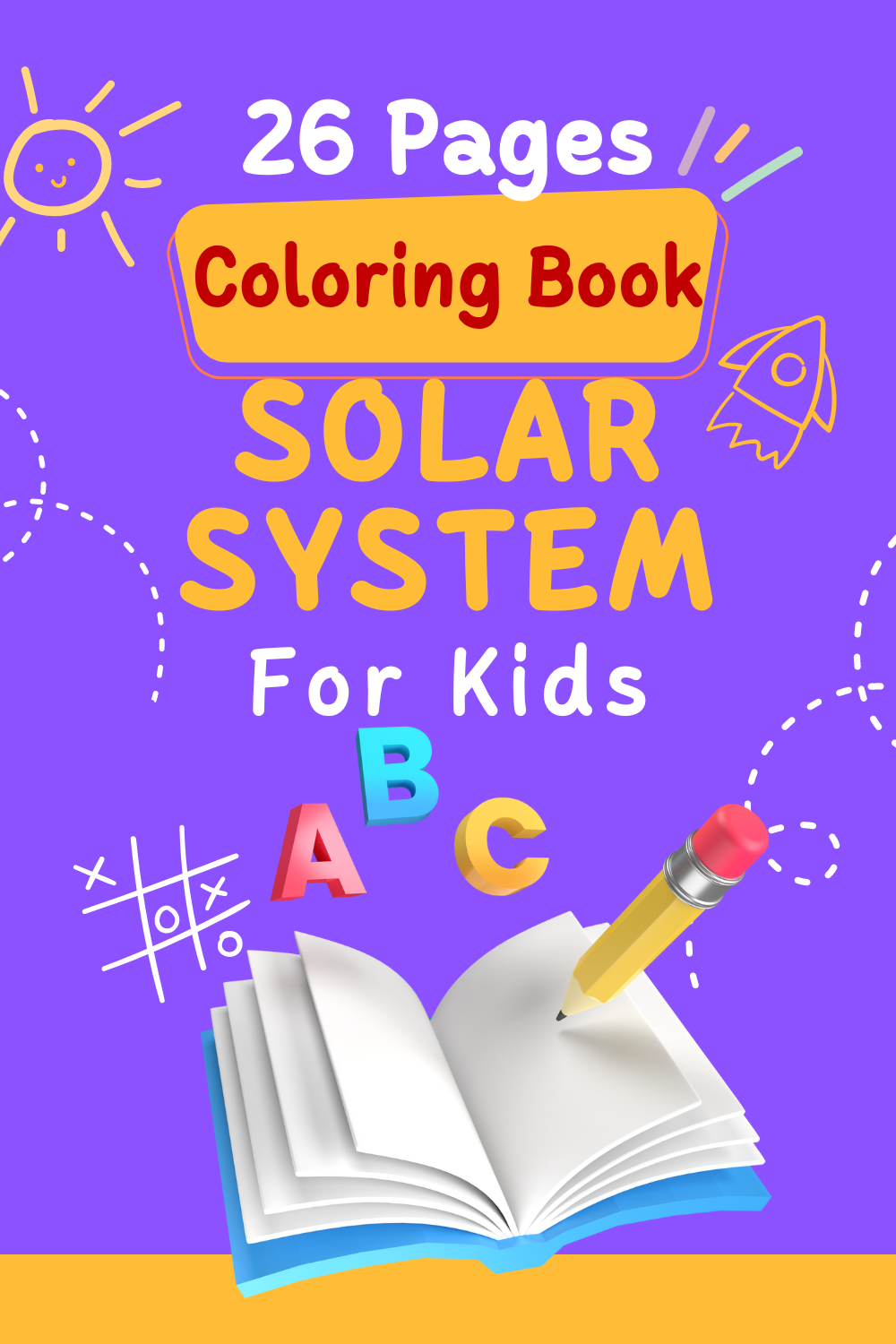 Solar System Coloring Book for Kids Template pinterest image.