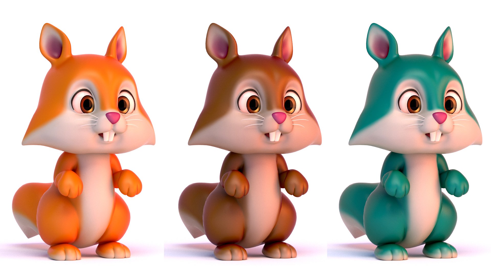 Cute squirrel in different colors.