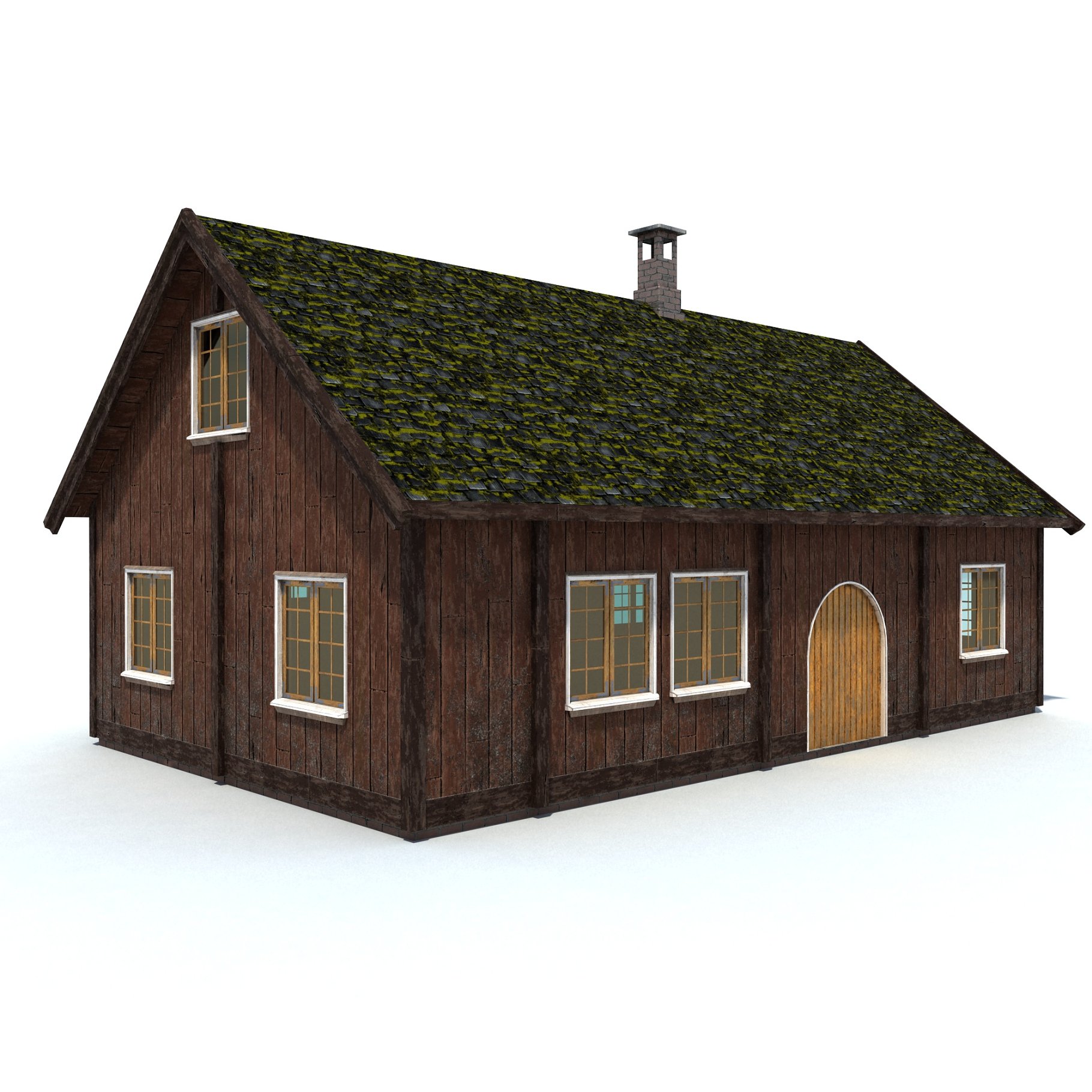 Mockup of old house low poly on a white background.