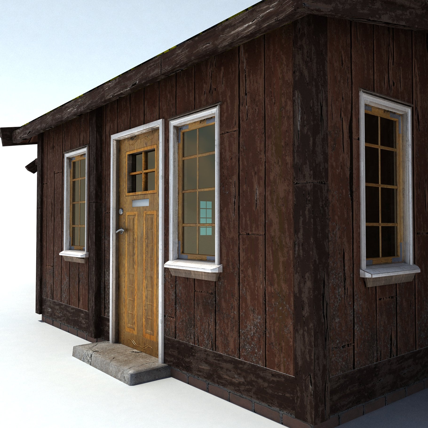 Old house low poly close-up mockup.