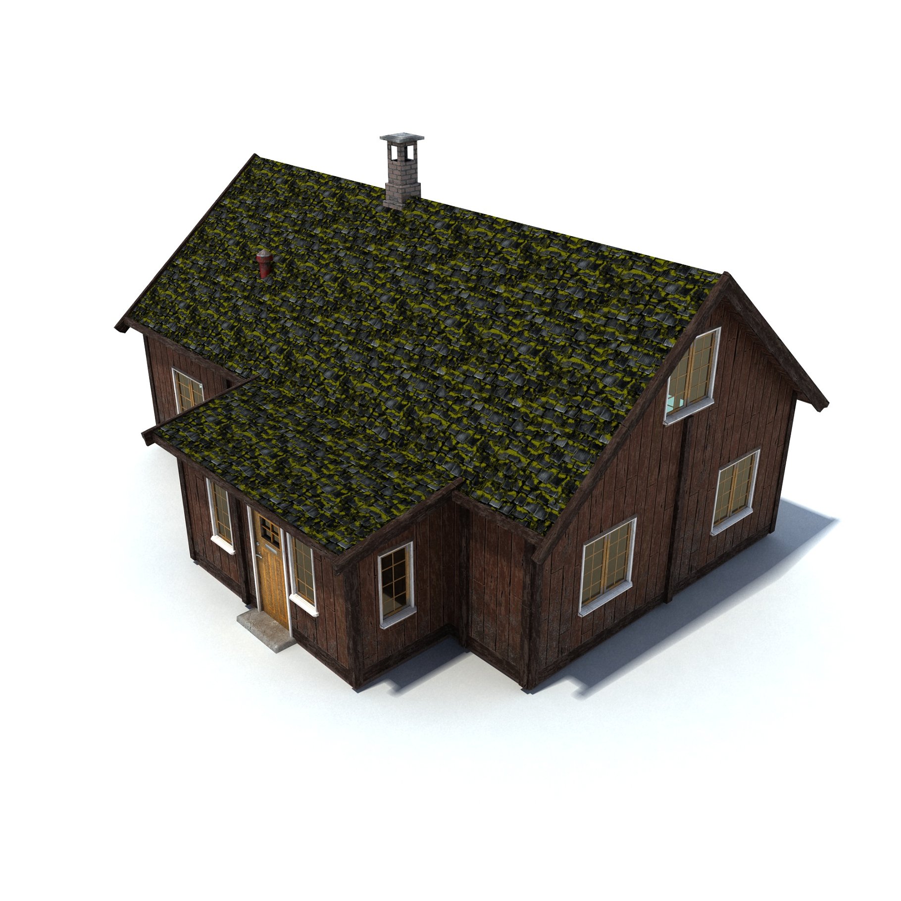 Old house low poly mockup from above.