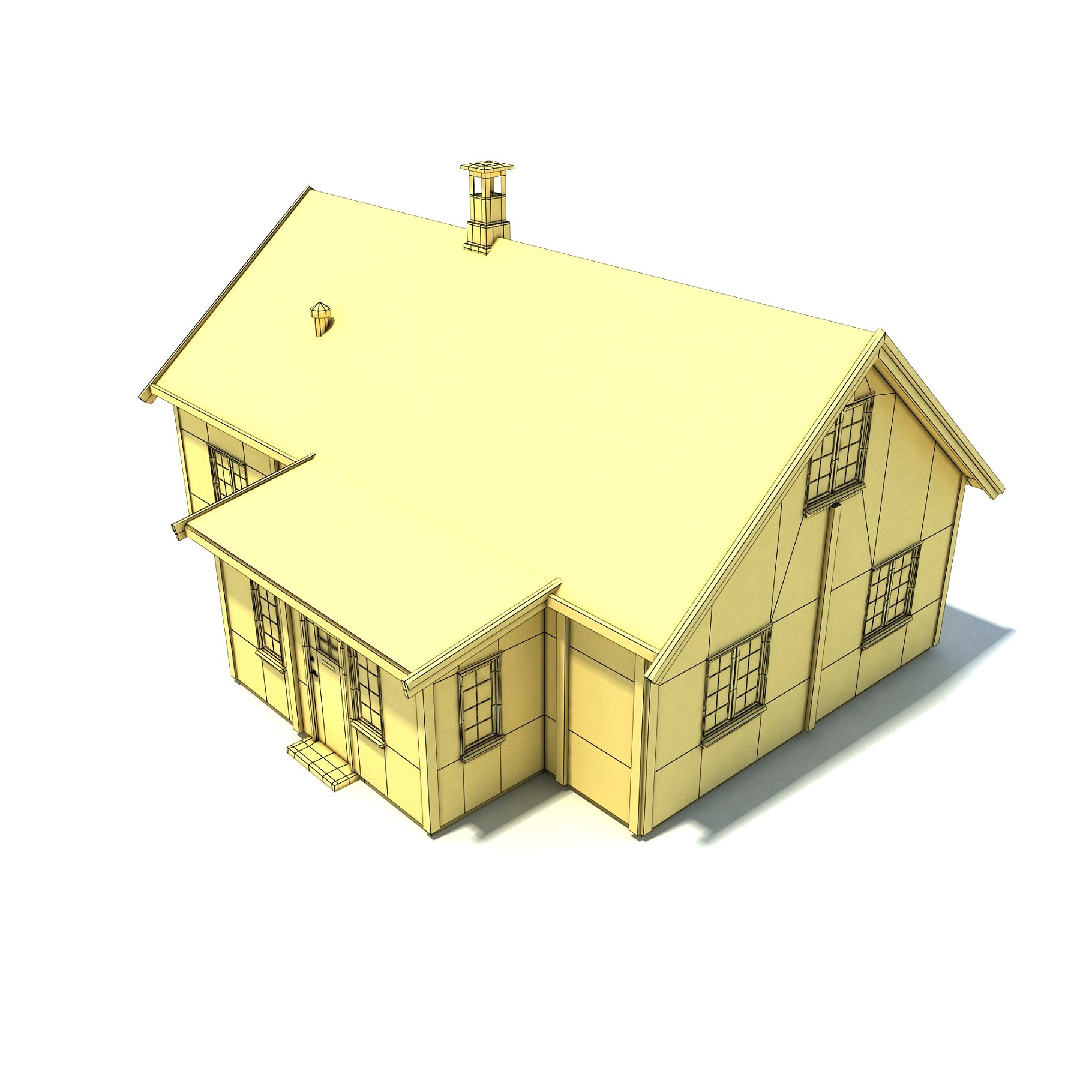 Light yellow mockup of old house low poly.
