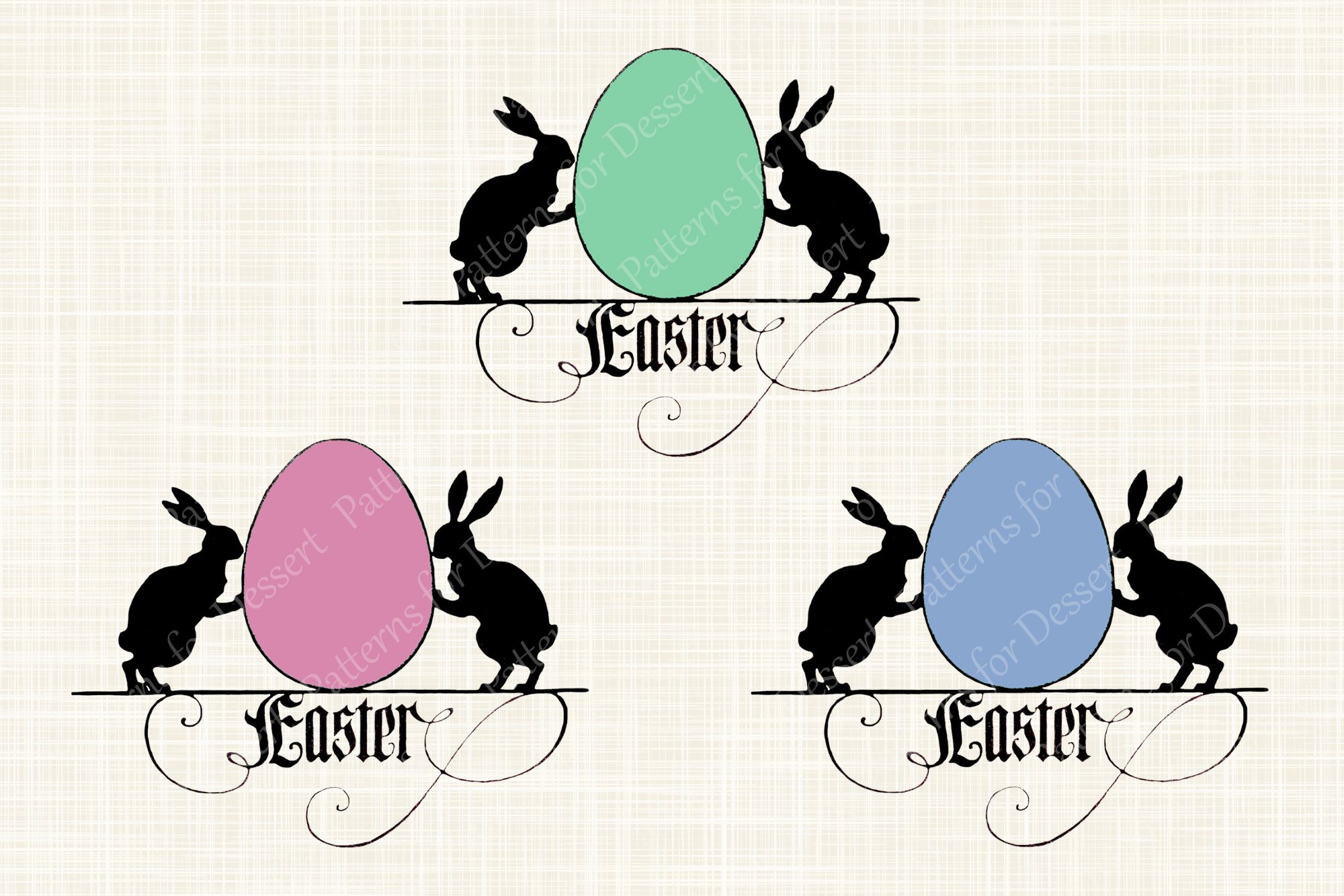 Rabbits with the colorful eggs.