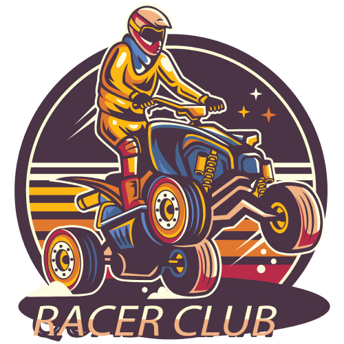 Colorful racer club logo.