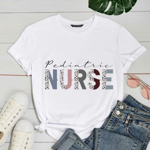 T-shirt Pediatric Nurse Leopard Design cover image.