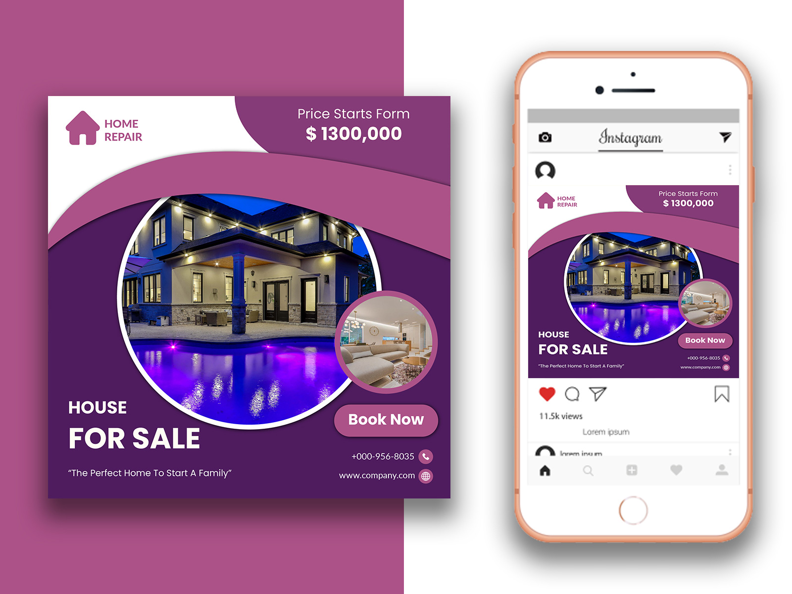 Modern purple real estate template.