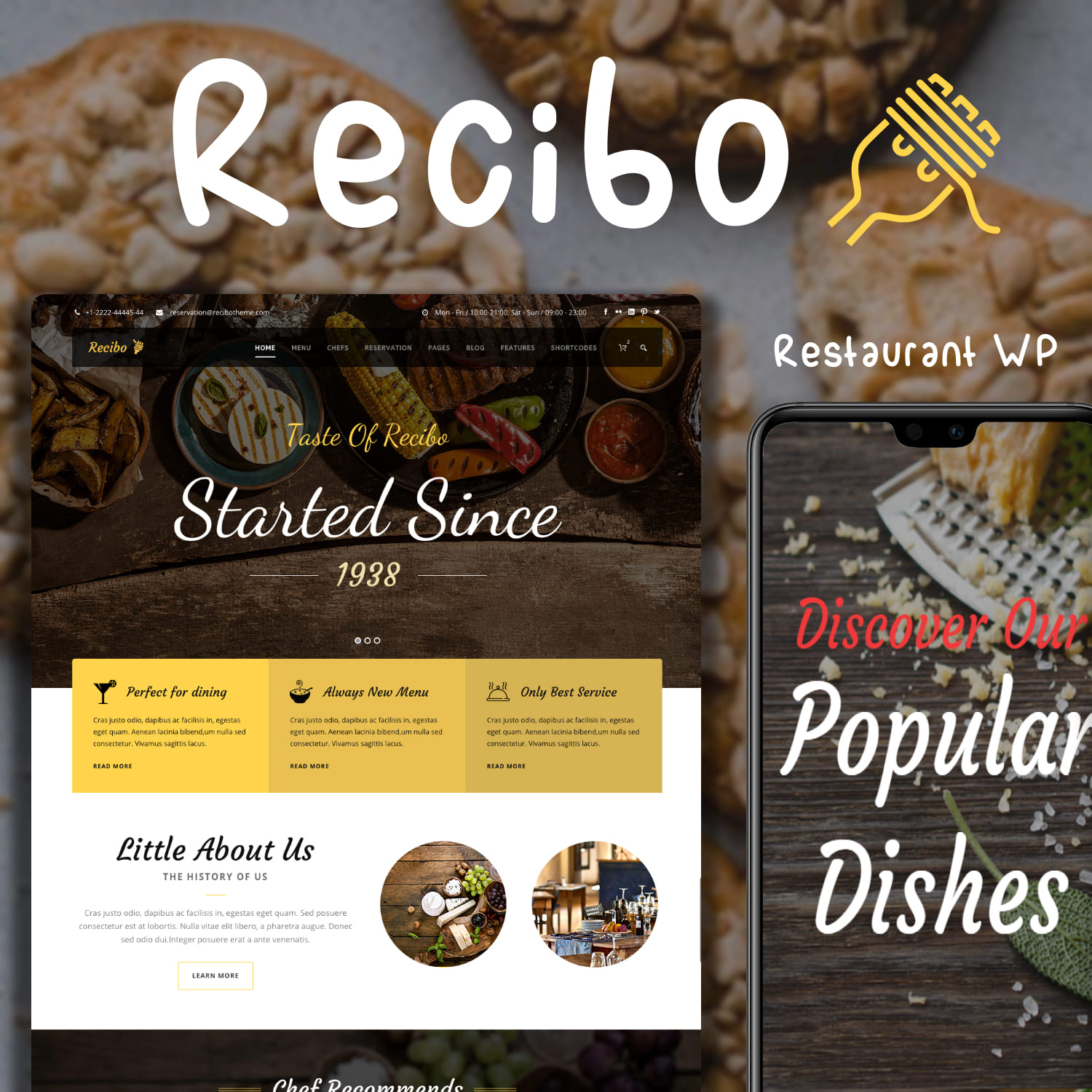 Page image of an adorable restaurant theme WordPress template.