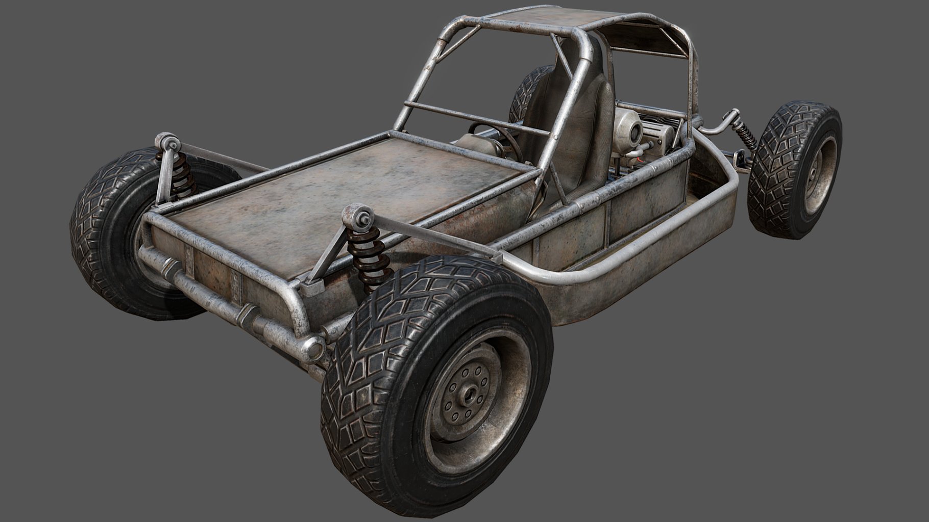 Front mockup of buggy pbr on a dark gray background.