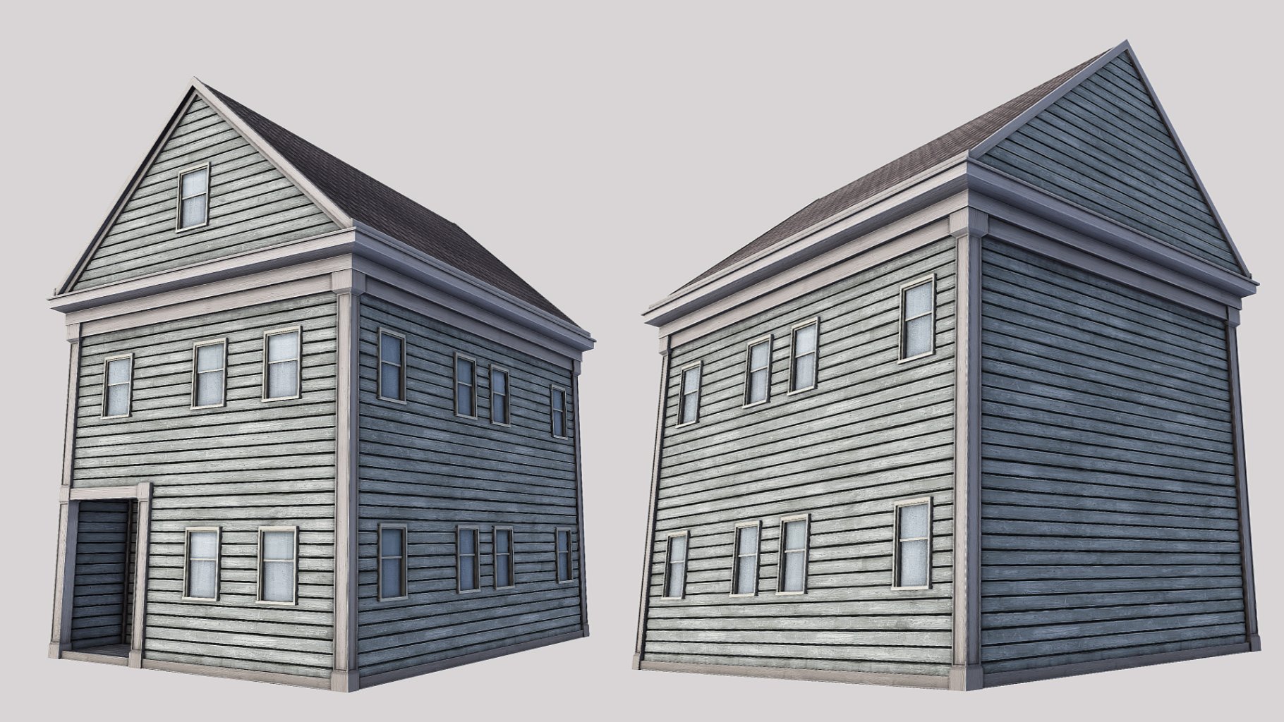 Front left and back right mockups of boston house.