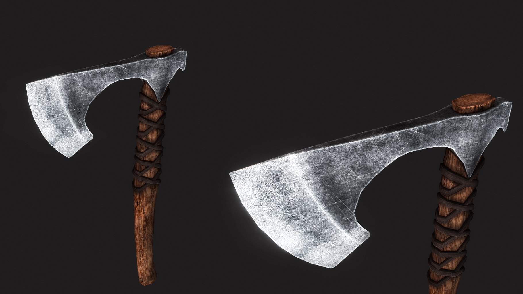 One handed viking battle axe mockups in close-up.