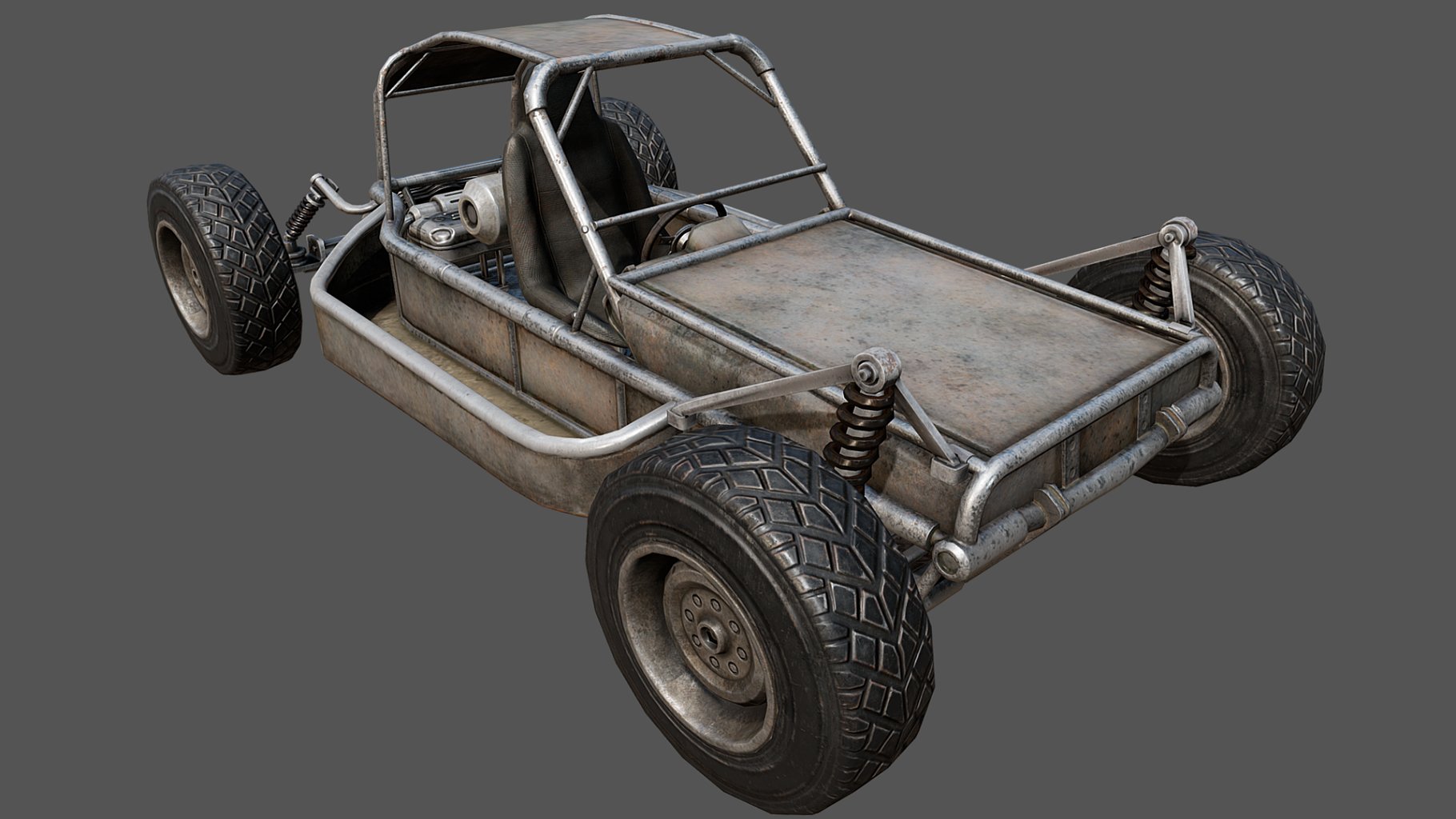 Front right buggy pbr mockup on a dark gray background.