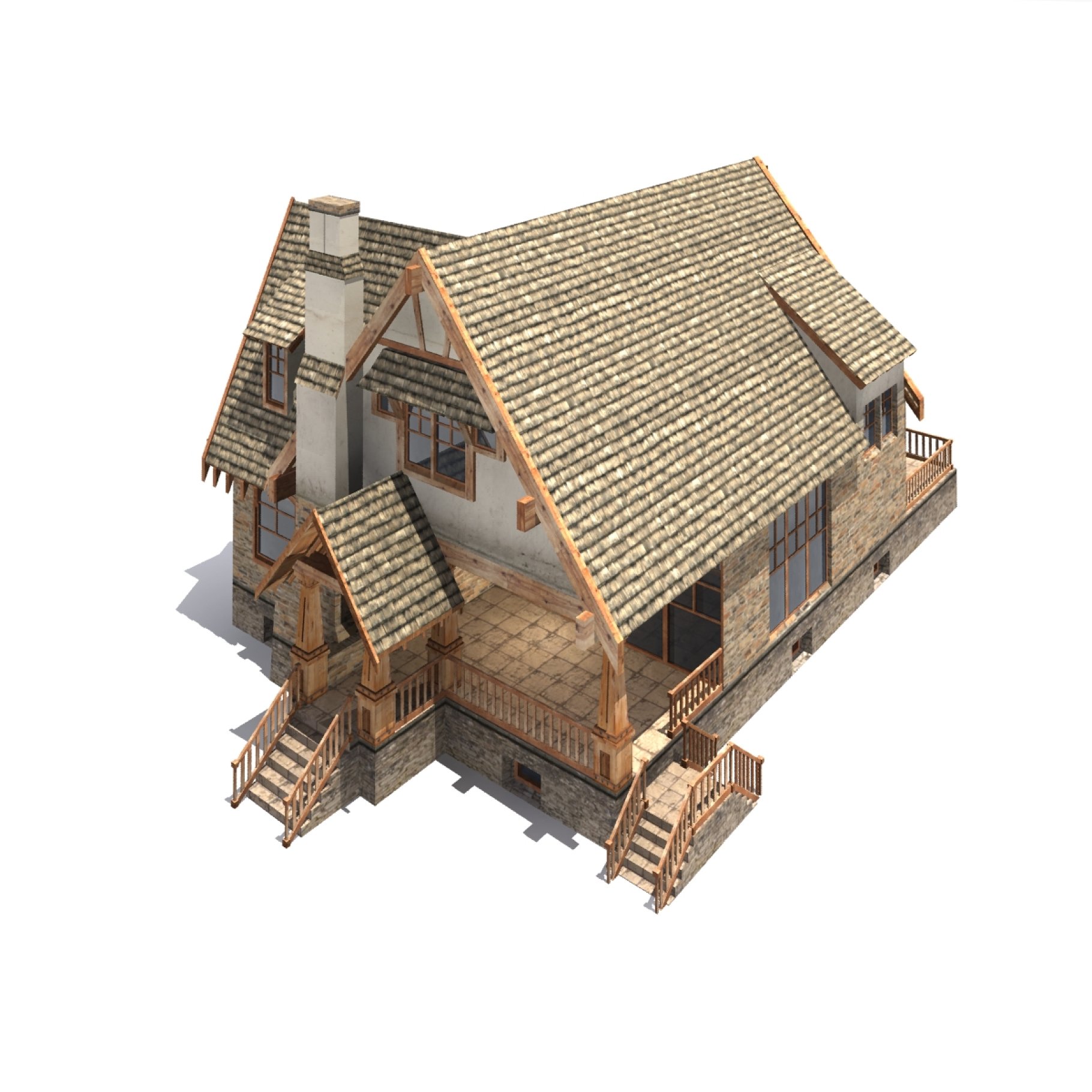 Front left low poly house mockup.