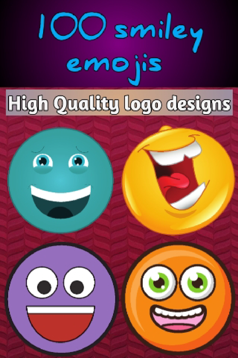 Smiley Emojis Designs Bundle pinterest image.