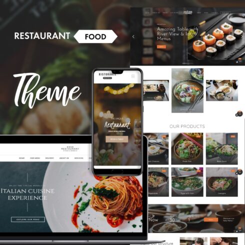 A collection of adorable restaurant theme WordPress page images.