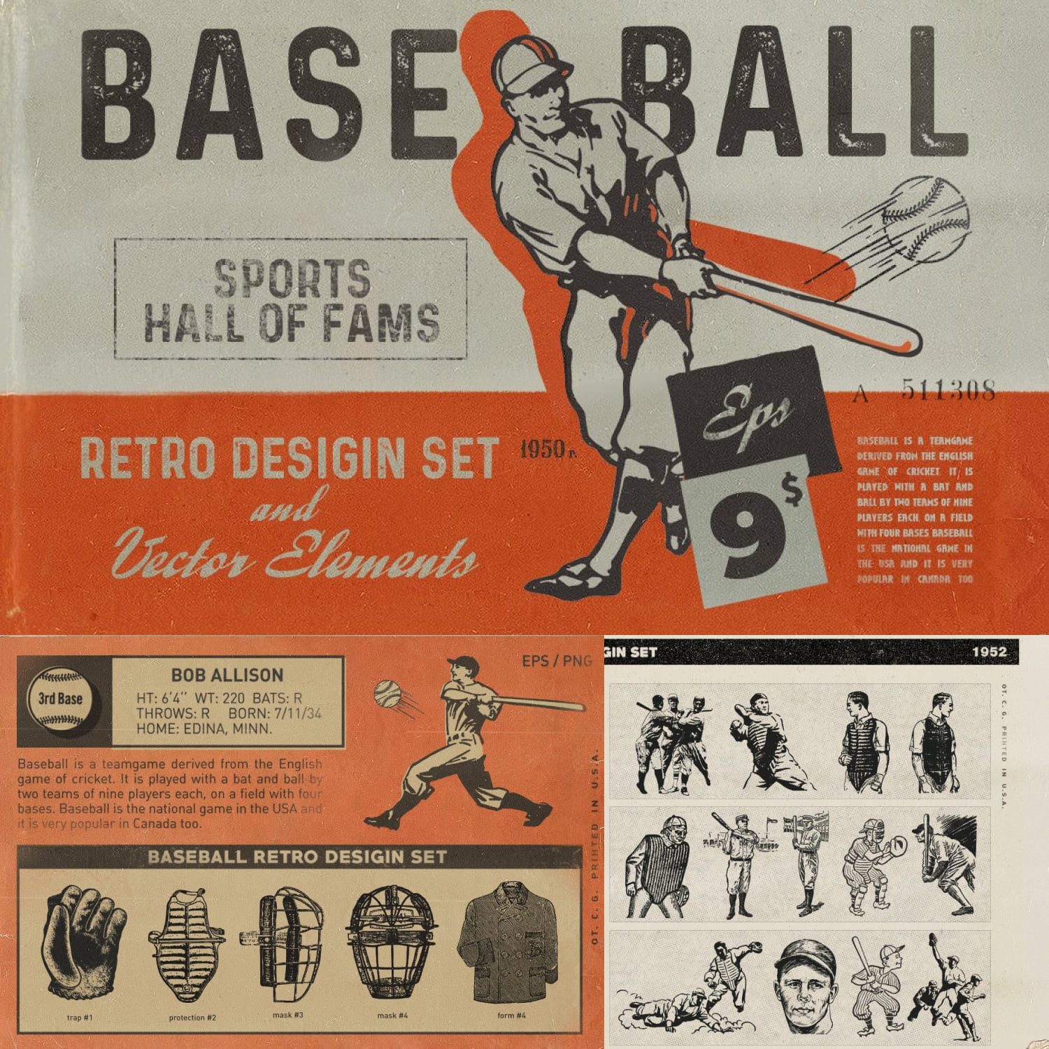 Retro Baseball Set.
