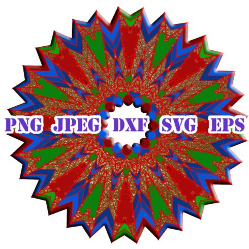 Glitter Christmas Holiday Mandala PNG JPEG DXF SVG EPS main cover.