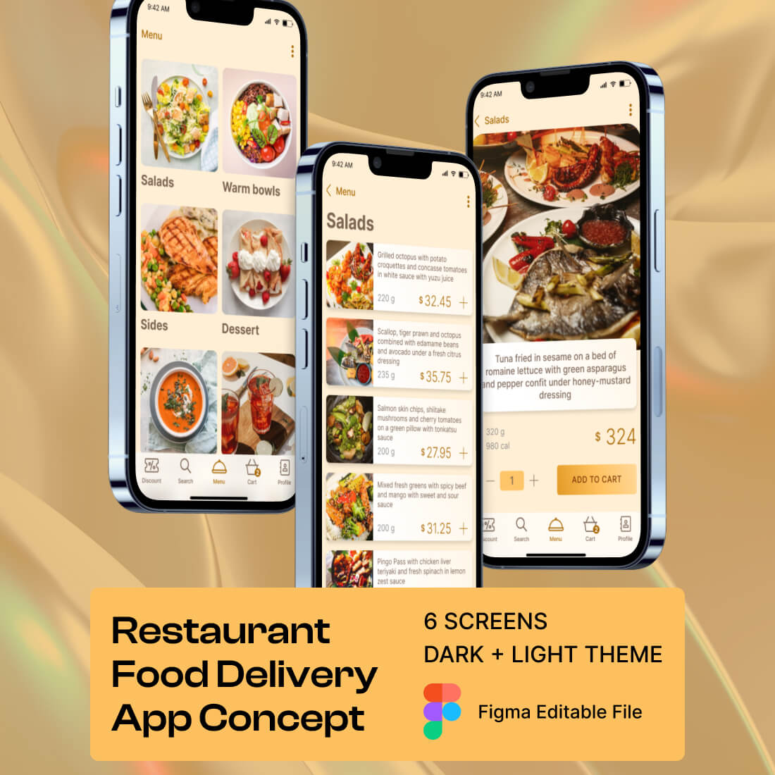 Food Delivery App Concept White Theme cover image.