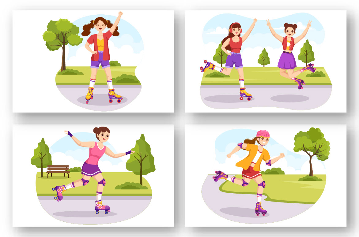 Riding Roller Skates Graphics Design preview image.