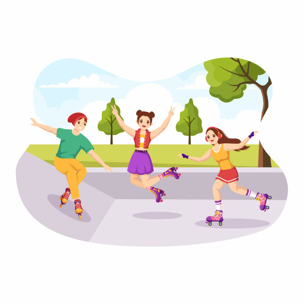 Illustration Raler 13 Riding Roller Skates Illustration - MasterBundles