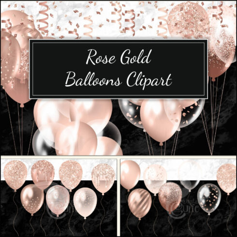 Rose Gold Balloons Clipart.
