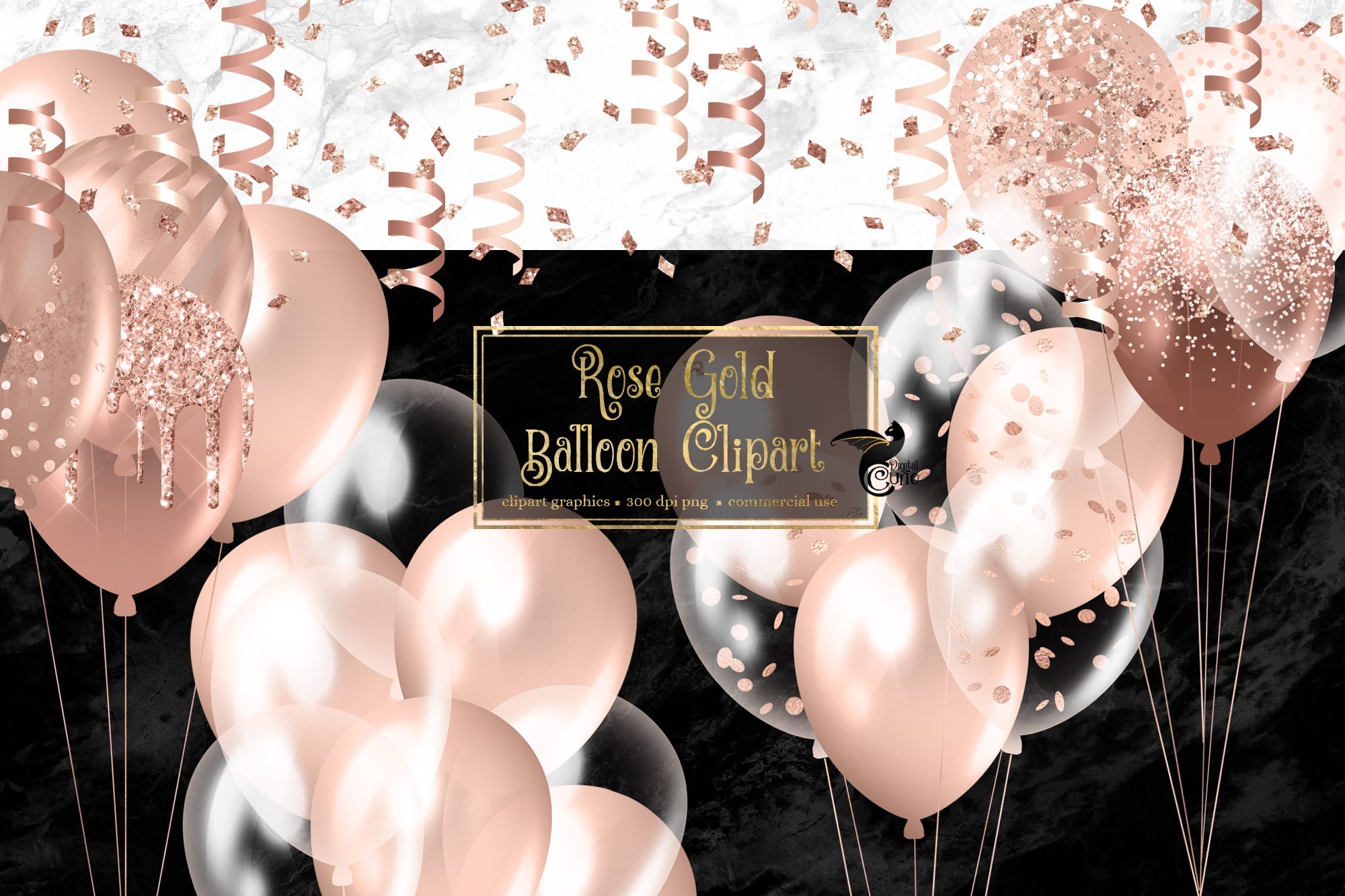 Rose gold balloons collection.