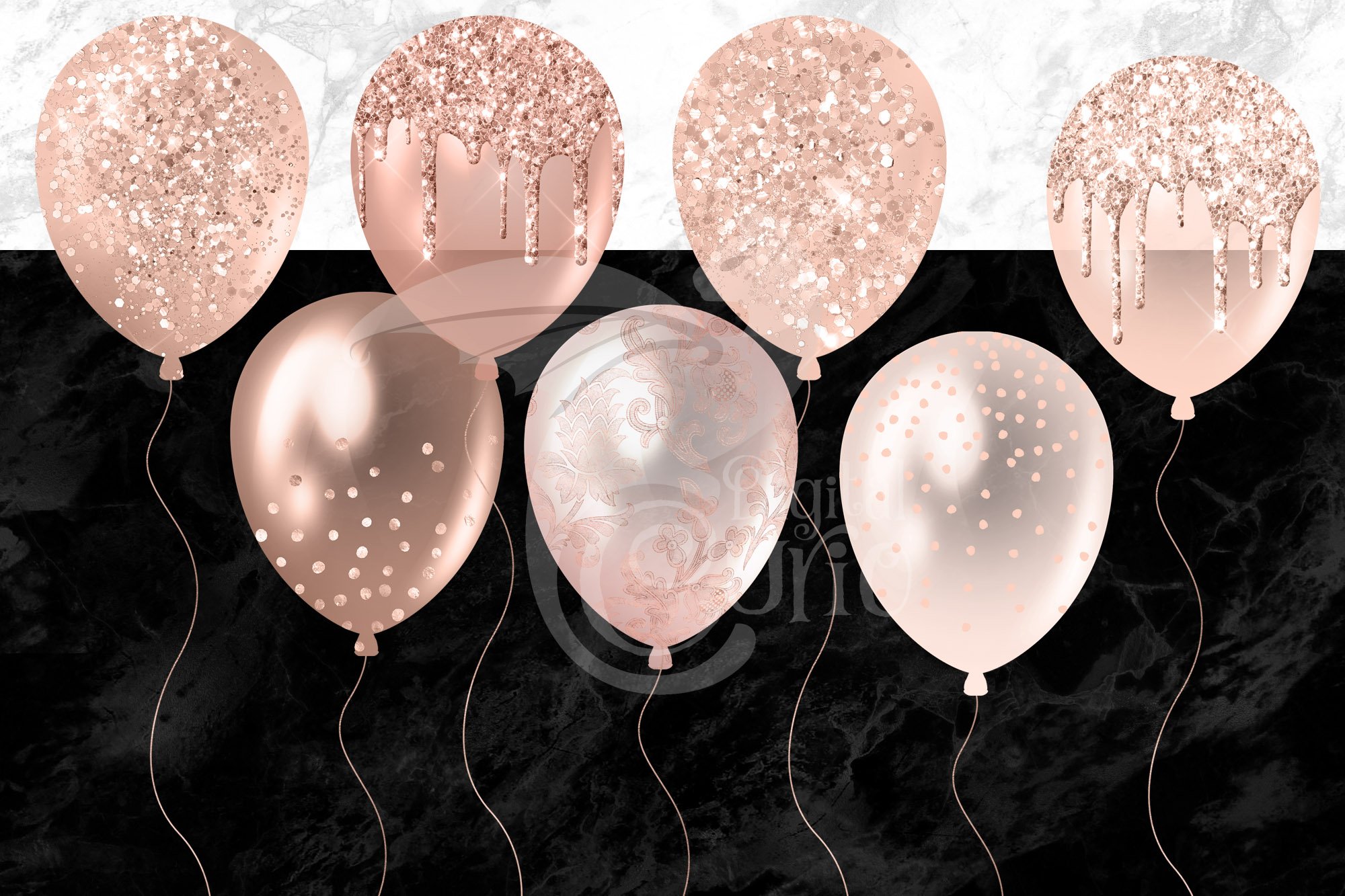 Delicate rose gold balloons.