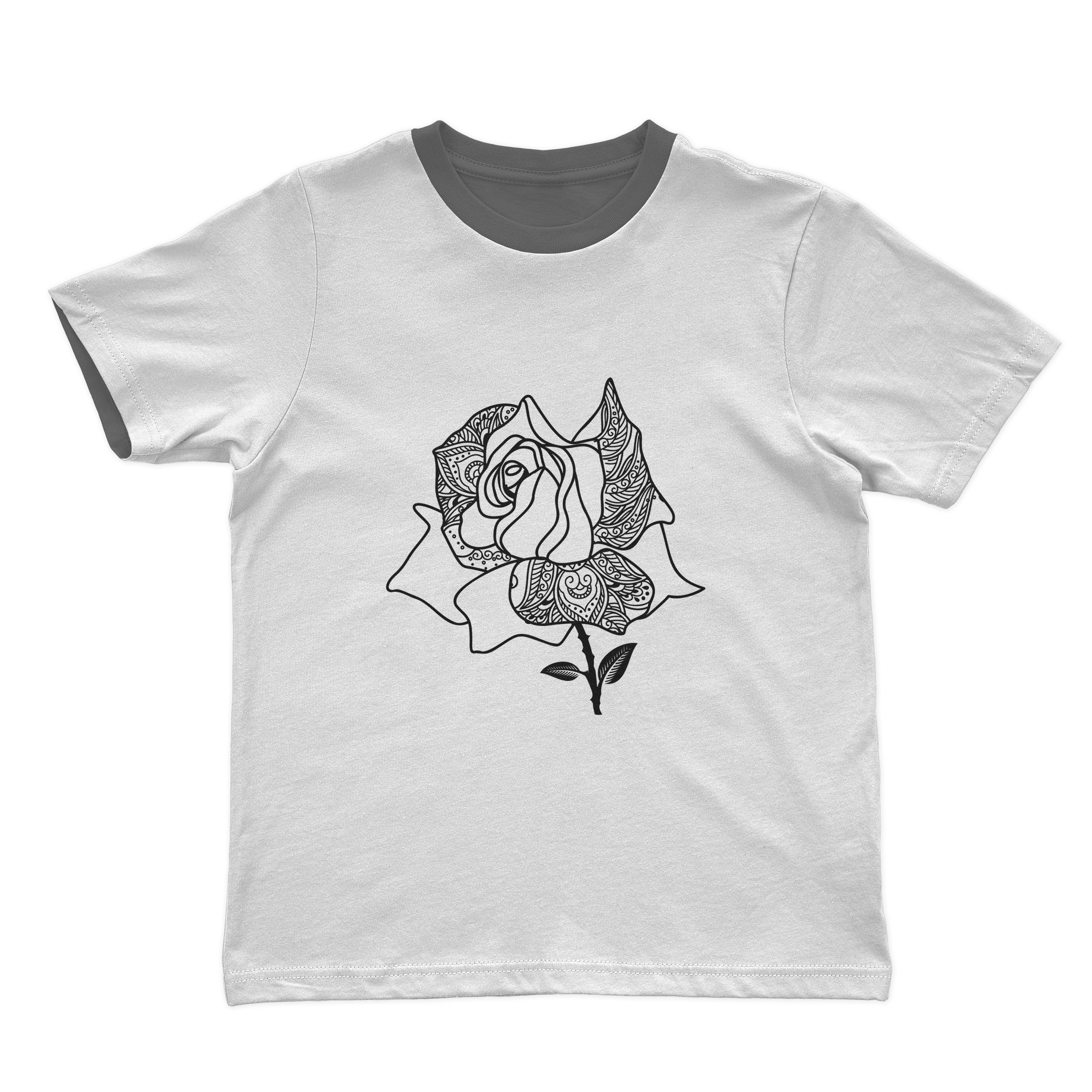 Cute outline rose with mandala ornament.