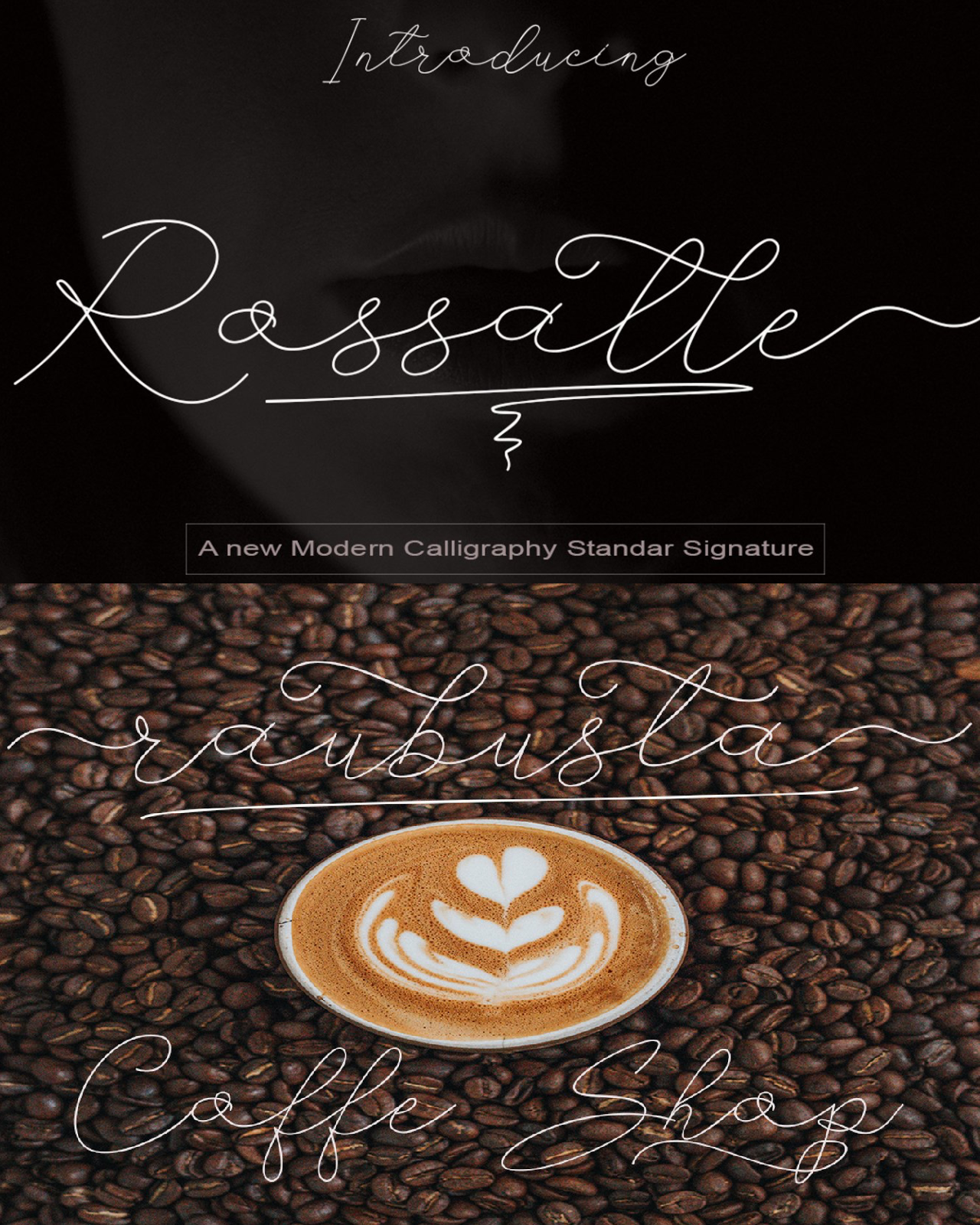 Rossalle font pinterest image preview.