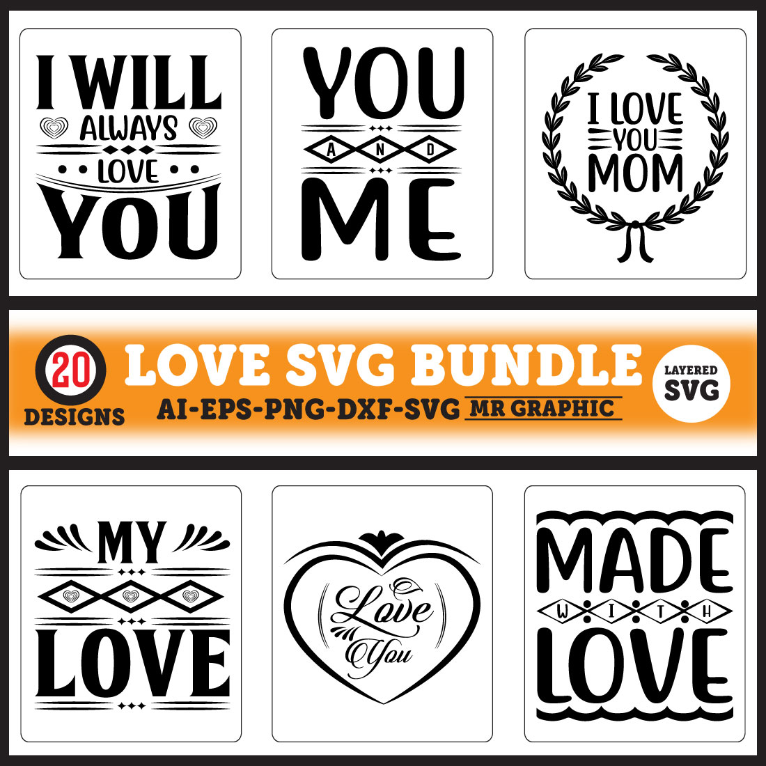Bundle of amazing images for prints on the theme of love