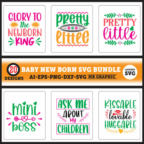 A set of colorful images for prints on the theme of the baby