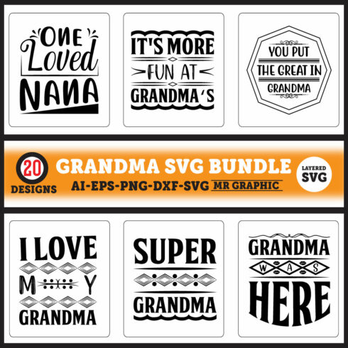 Collection of beautiful images for prints on the theme of grandma