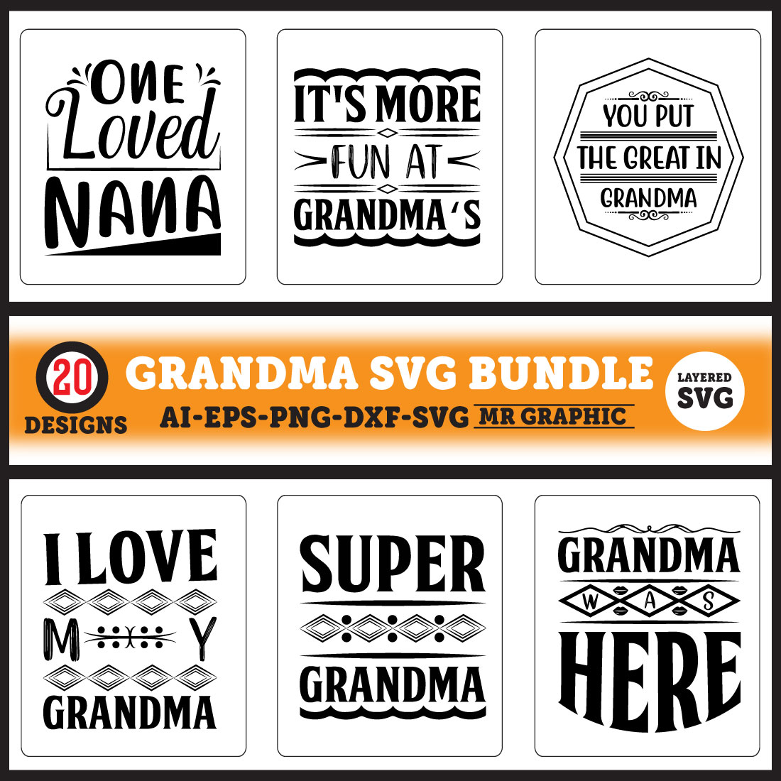 Collection of beautiful images for prints on the theme of grandma