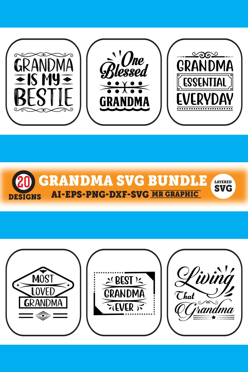 A pack of irresistible images for prints on the theme of a grandmother