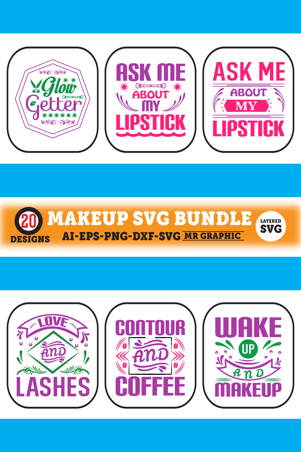 A pack of irresistible images for make-up-themed prints