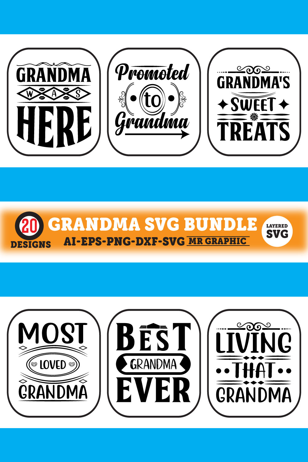 A set of wonderful images for prints on the theme of grandma
