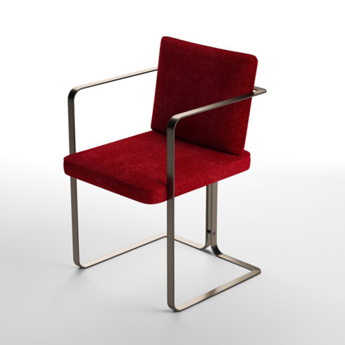 Rendering of an exquisite 3d model of an armchair in red color