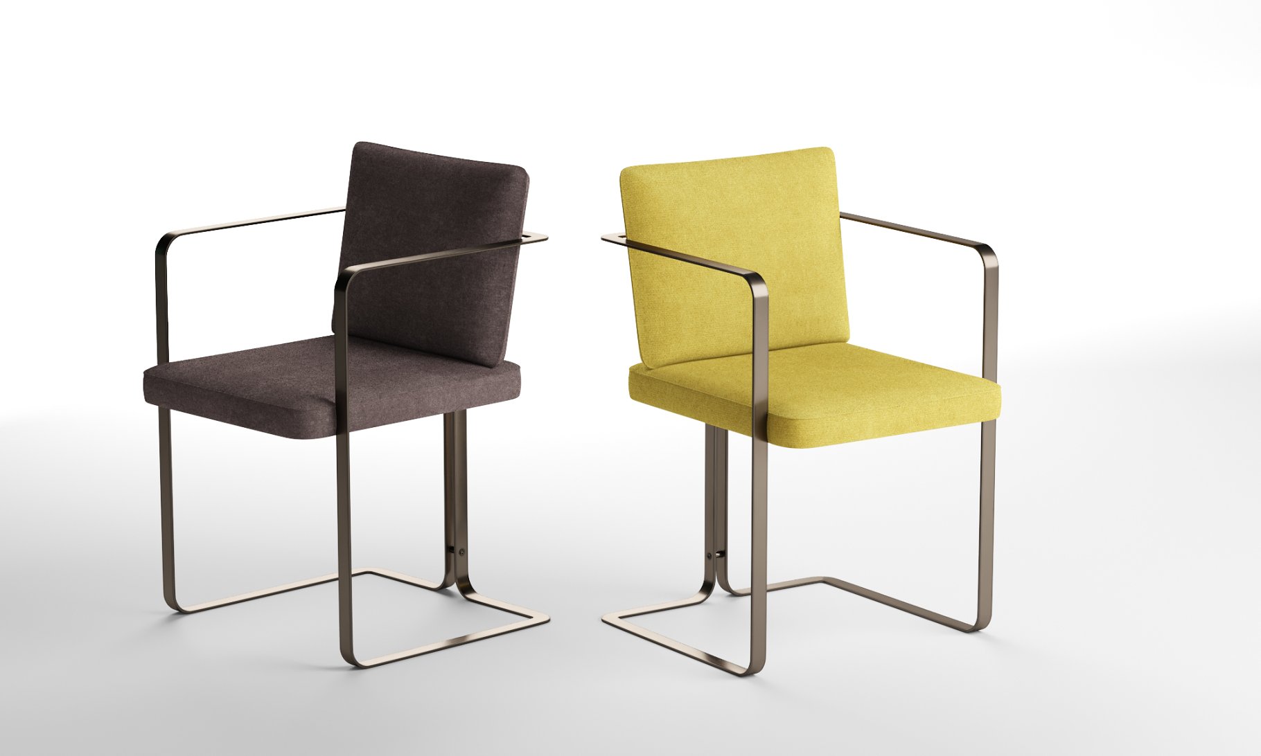 Rendering of a unique 3d model of an armchair in two colors