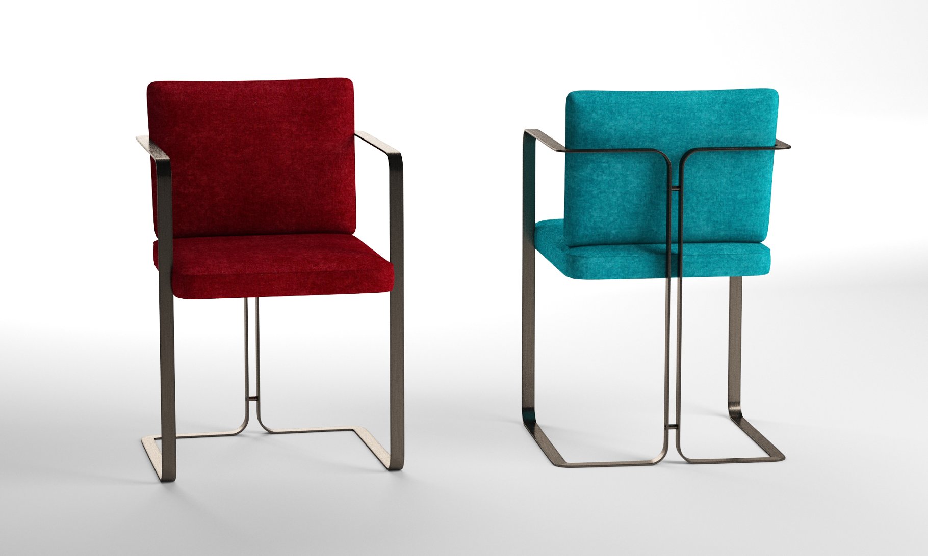 Rendering an amazing 3d model of an armchair in two colors