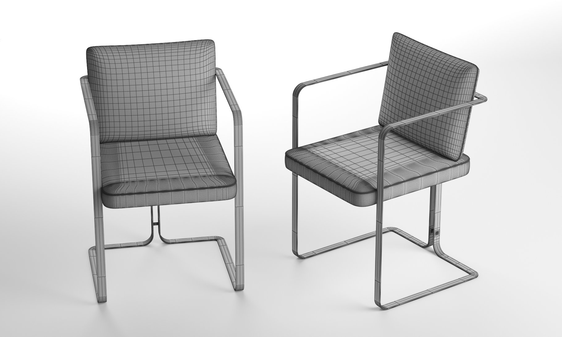 Rendering of an elegant 3d model of an armchair without texture