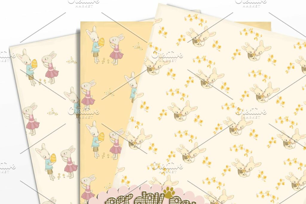 Happy Easter Bunnies Clipart – MasterBundles