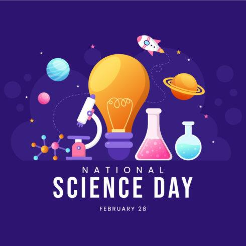 National Science Day Illustration cover image.
