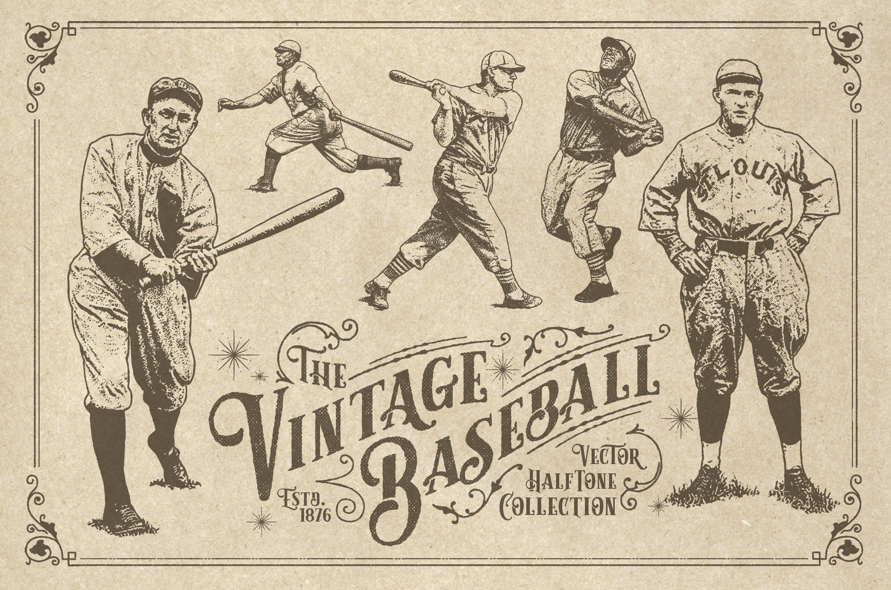 Vintage baseball clipart.