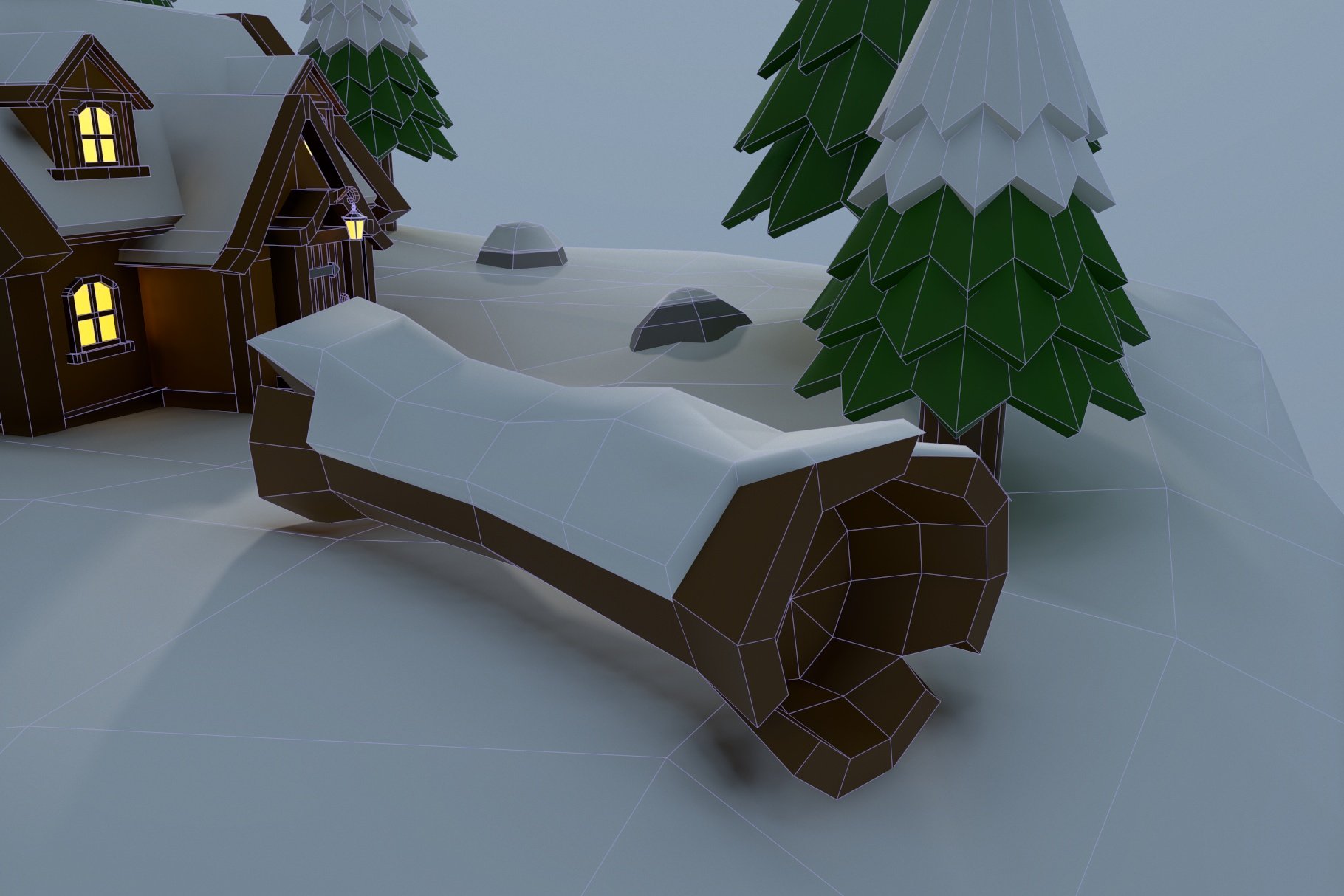 Mockup of snowy wood in close-up.