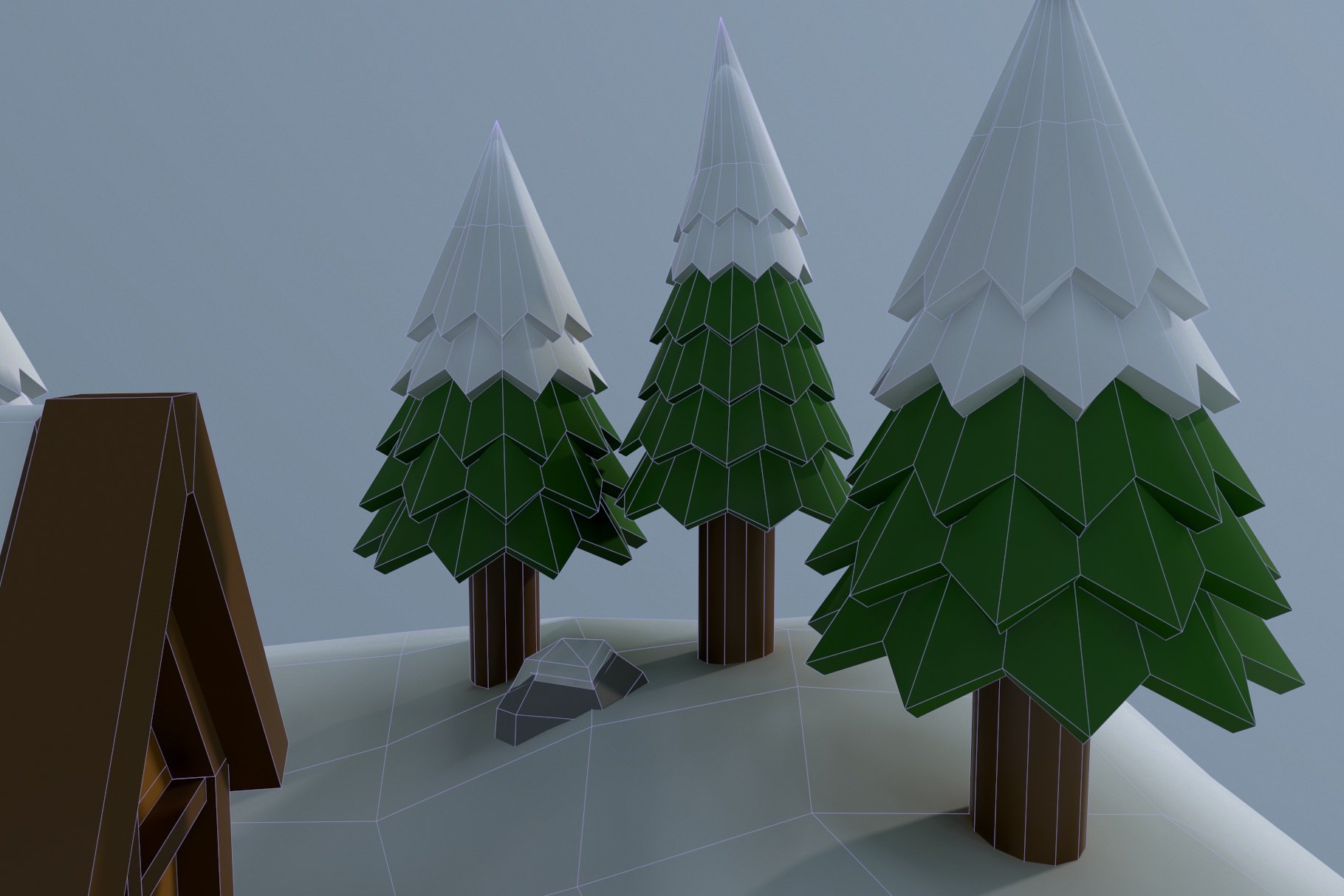 3 graphic snowy spruce mockups.