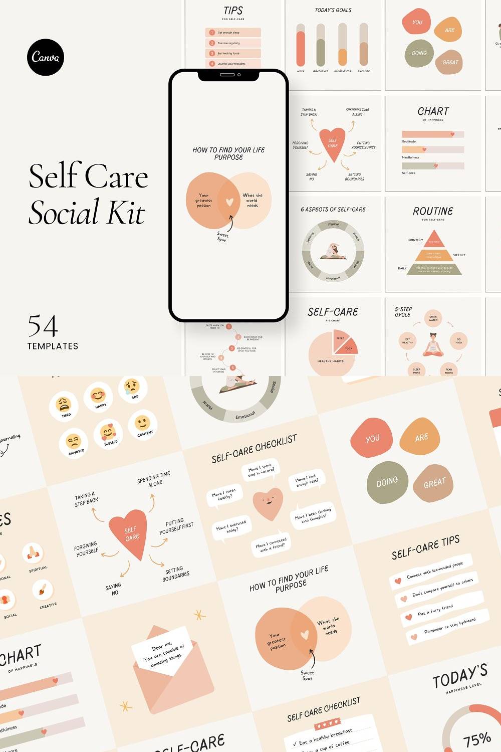 Self-Care Instagram Template - Canva - Pinterest..