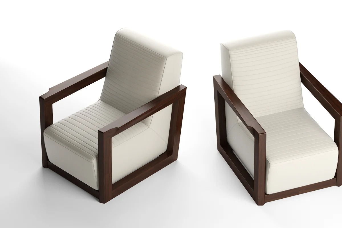 Rendering of a beautiful 3d model of a leather armchair