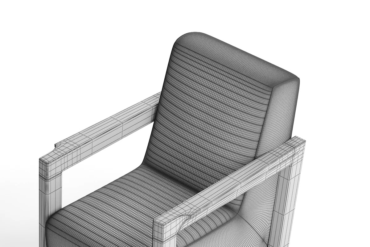 Rendering of a unique 3d model of an armchair without textures