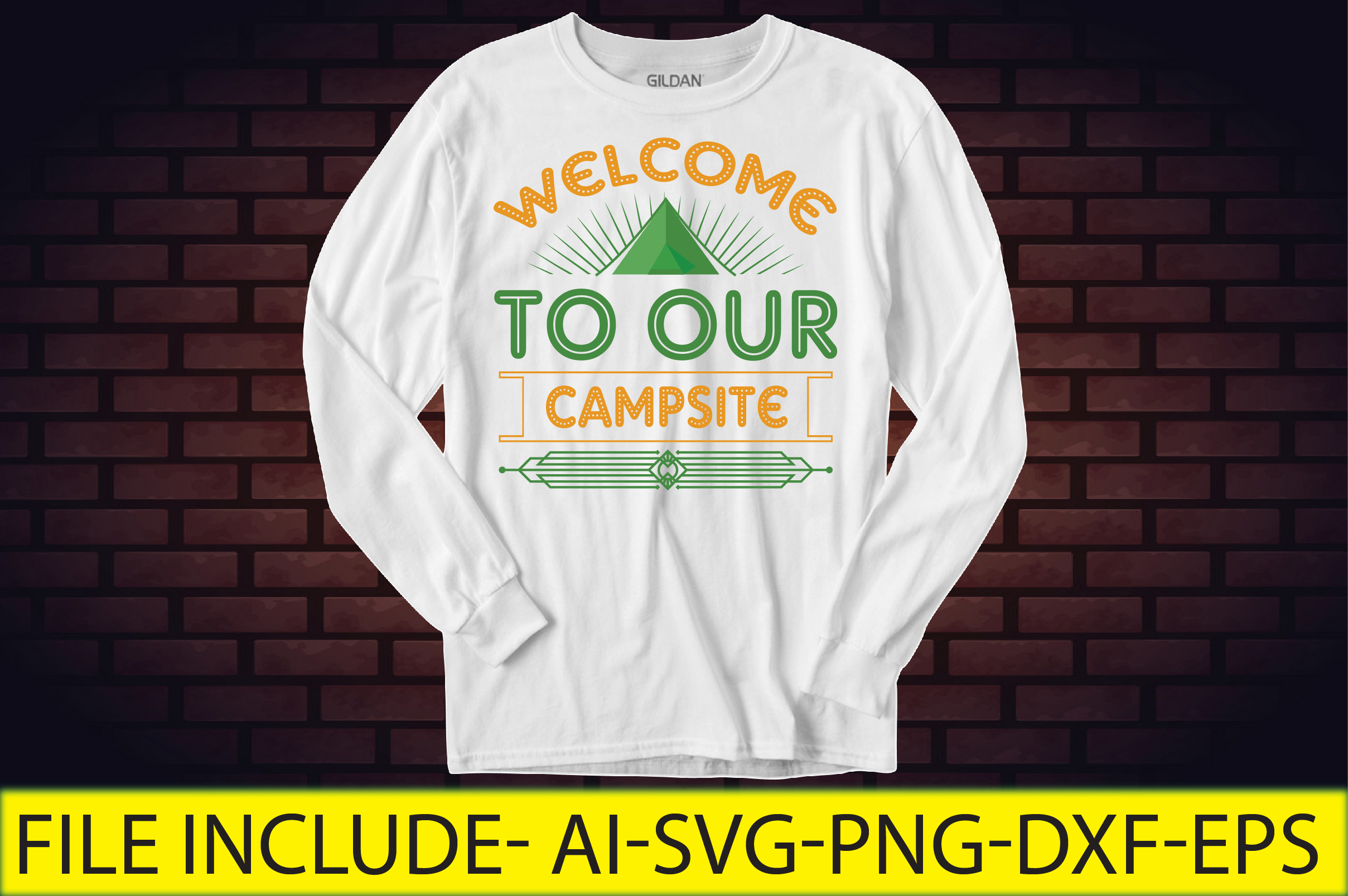 A picture of a sweatshirt with an irresistible welcome to our campsite slogan