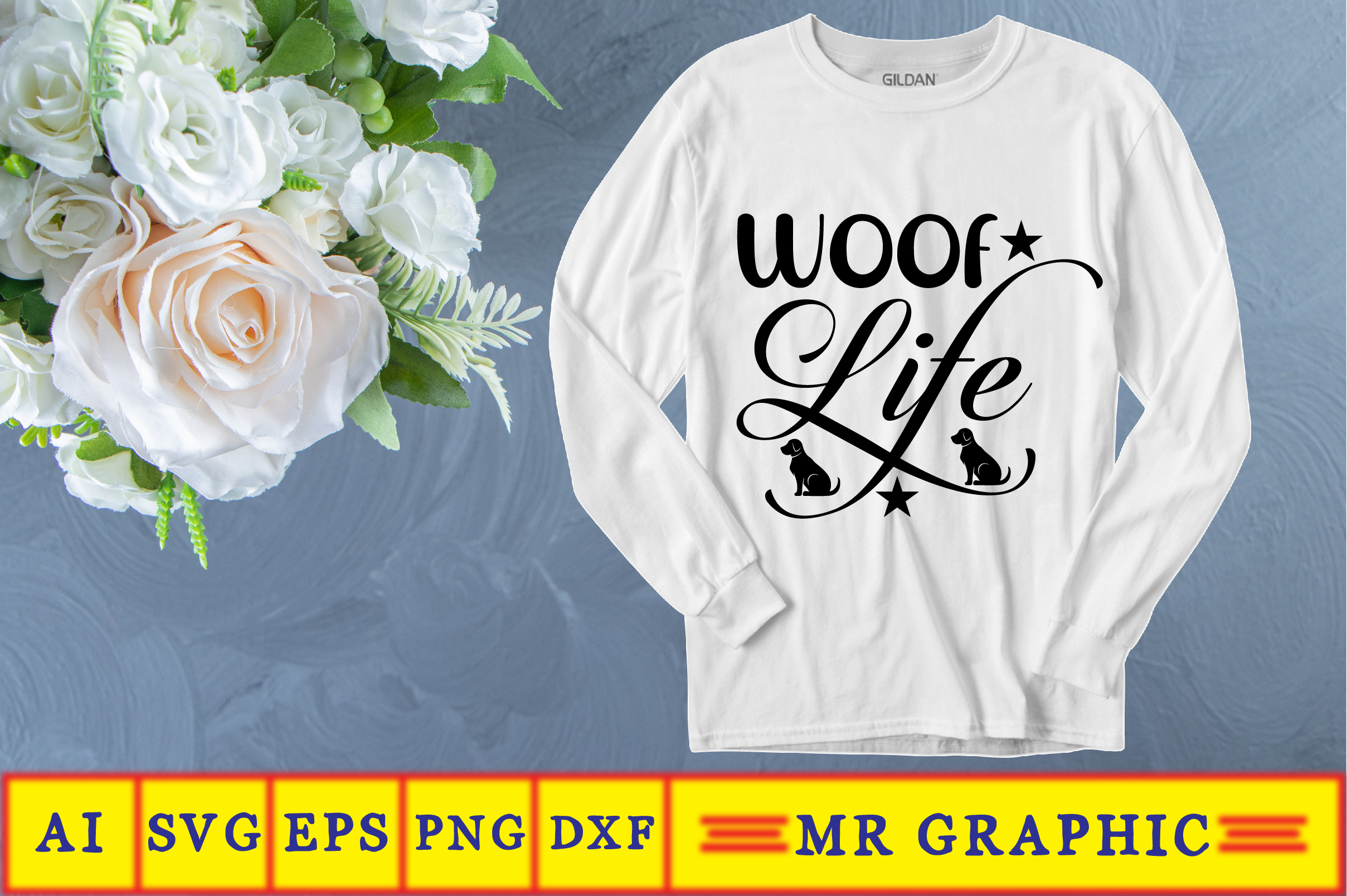 Image of a sweatshirt with an irresistible inscription Woof Life