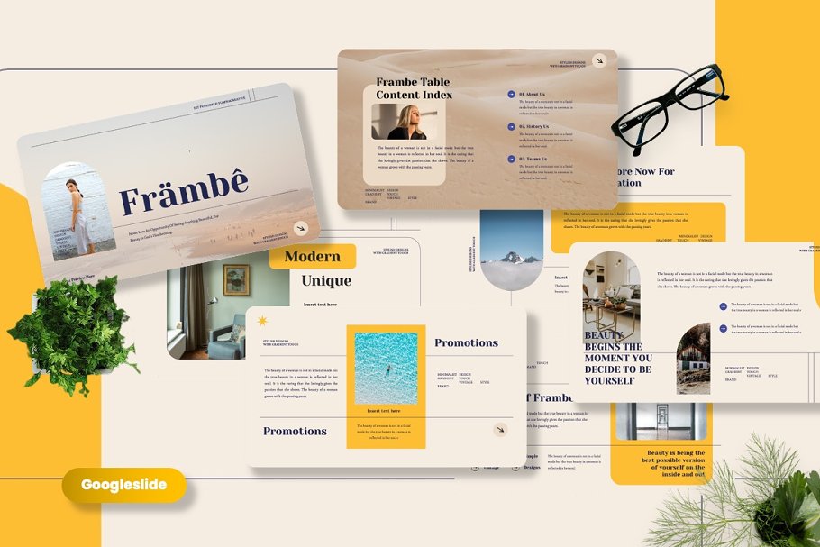 Cover image of Frambe - Creative Brands Google Slide.